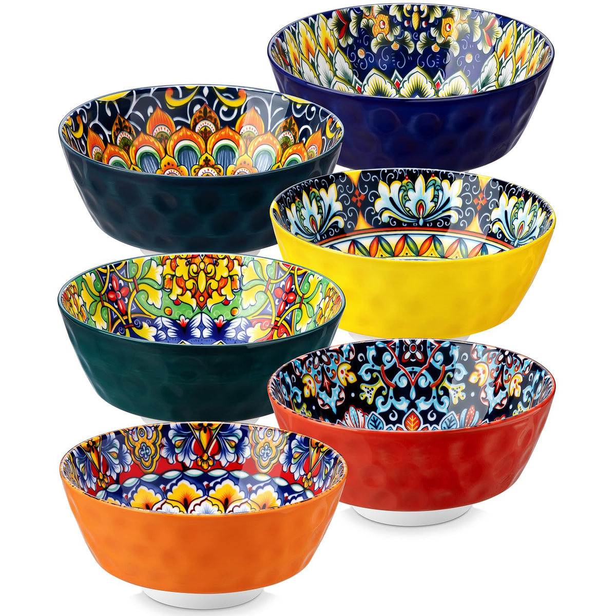 vancasso 26 Oz Ceramic Cereal Bowls Set of 6, Bohemian Soup Salad Bowls