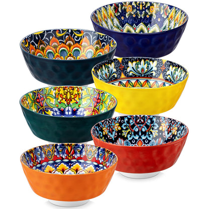 vancasso 26 Oz Ceramic Cereal Bowls Set of 6, Bohemian Soup Salad Bowls