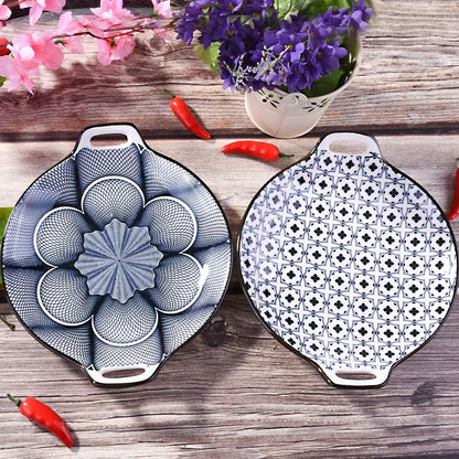 Porcelain Dinner Plate with Handles Set of 2 , 9.2'' Large Salad Plates