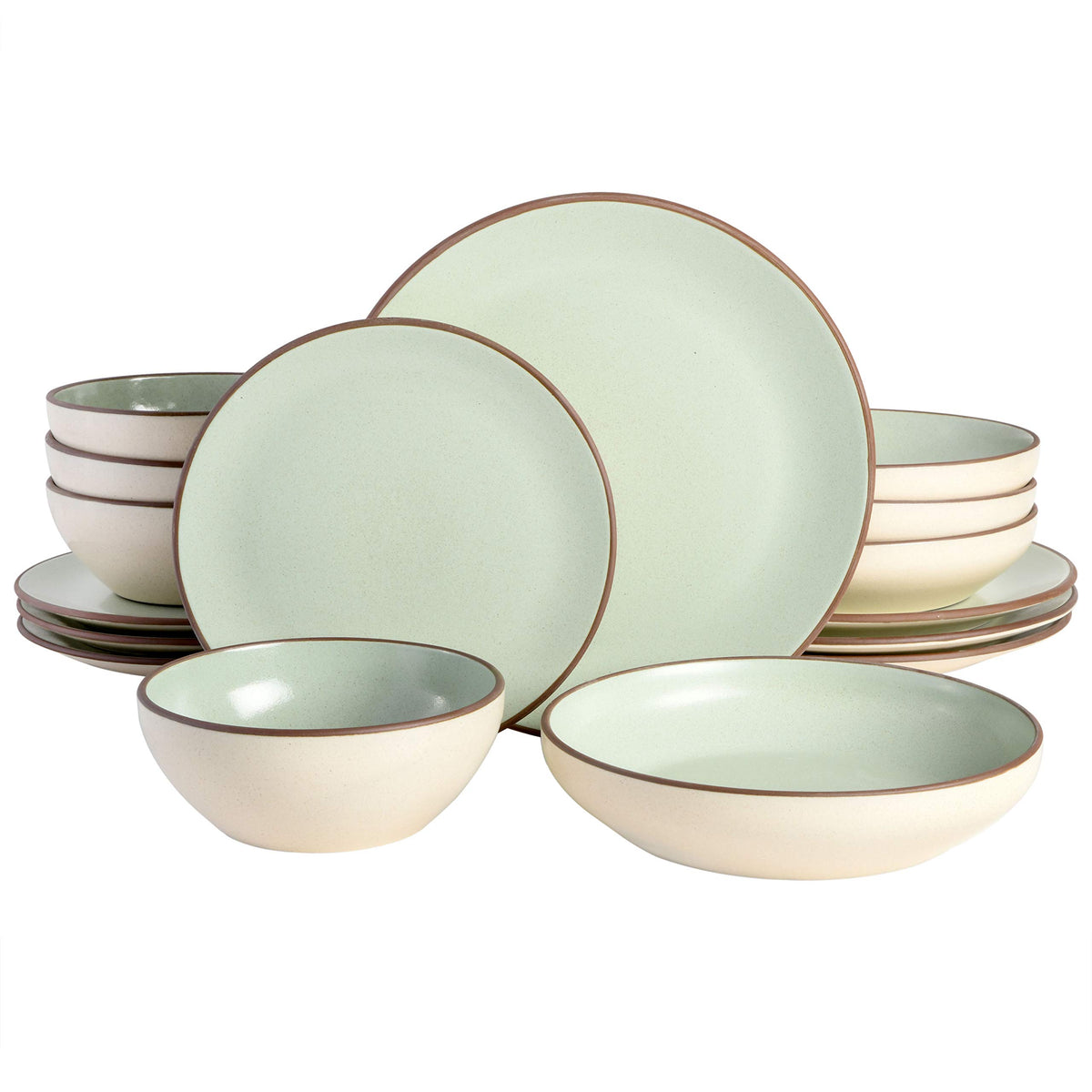 Gibson Elite Tribeca Loft 16-Piece Dinnerware Set – Matte Black and Blue Reactive Glaze Stoneware, Double Bowl Round Plates and Bowls – Modern Rustic Dinnerware for 4, Dishwasher & Microwave Safe
