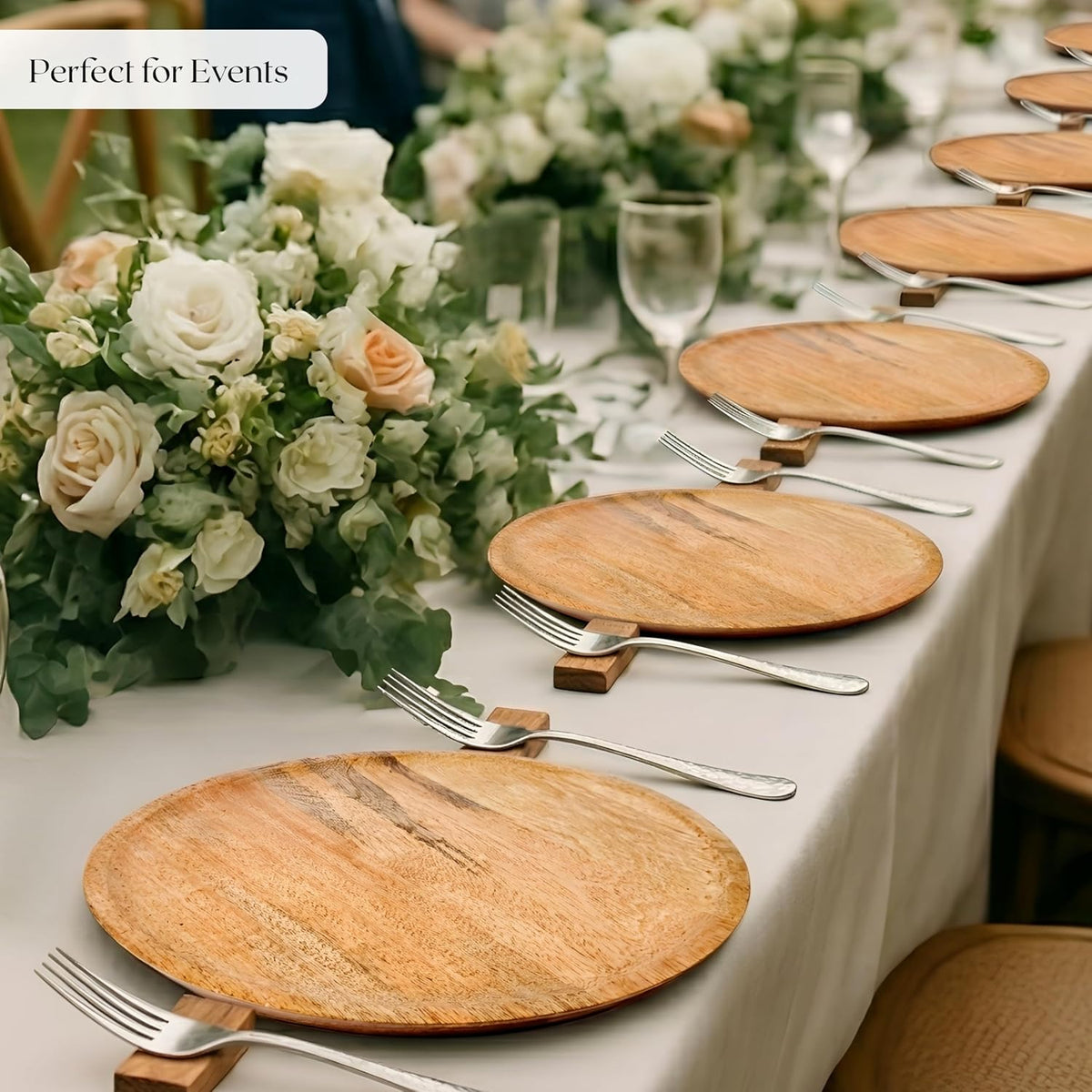 Alpha Living Home Wood Charger Plates, 11 in, Set of 4, Natural