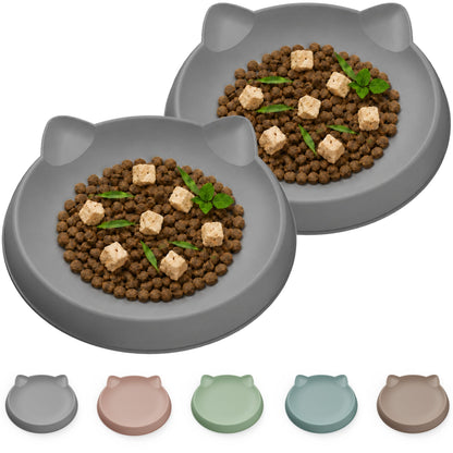 Kitten Food Bowl 2pcs Silicone Cat Bowls Plates for Wet Food