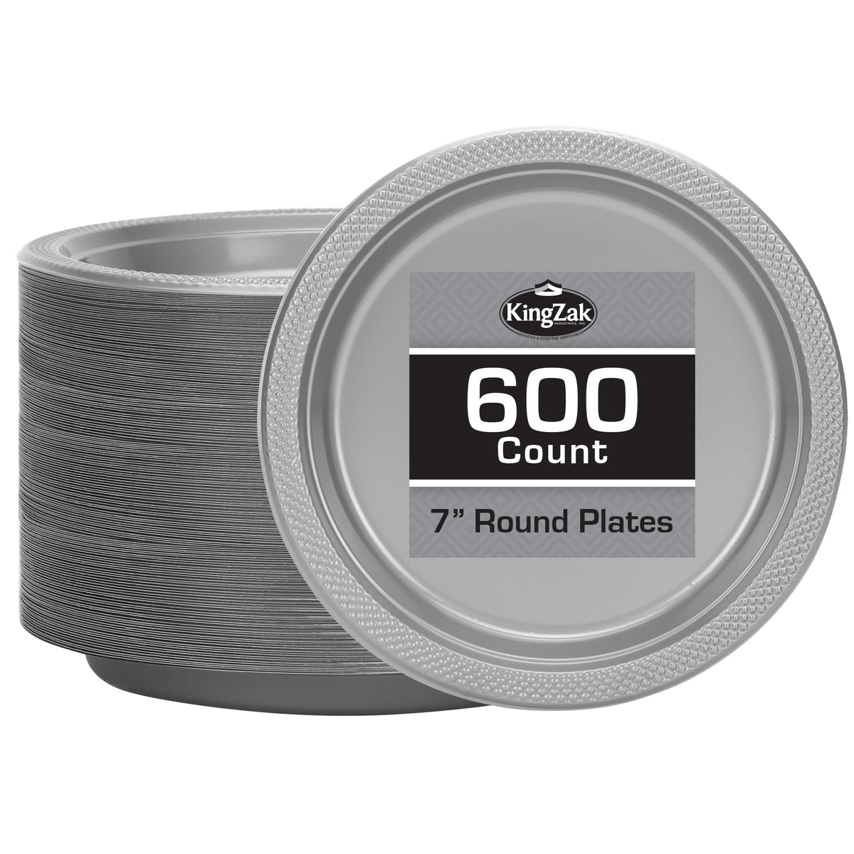 Silver Solid Color Premium Heavy Weight Plastic Dinner Plate (9") 50 Count - Premium Plastic, Elegant & Durable, Perfect for Events