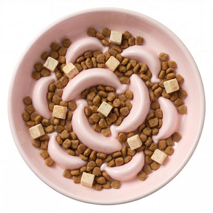 Ceramic Slow Feeder Cat Bowl, 6.3'' Wide Whisker Friendly Cat Puzzle Feeder