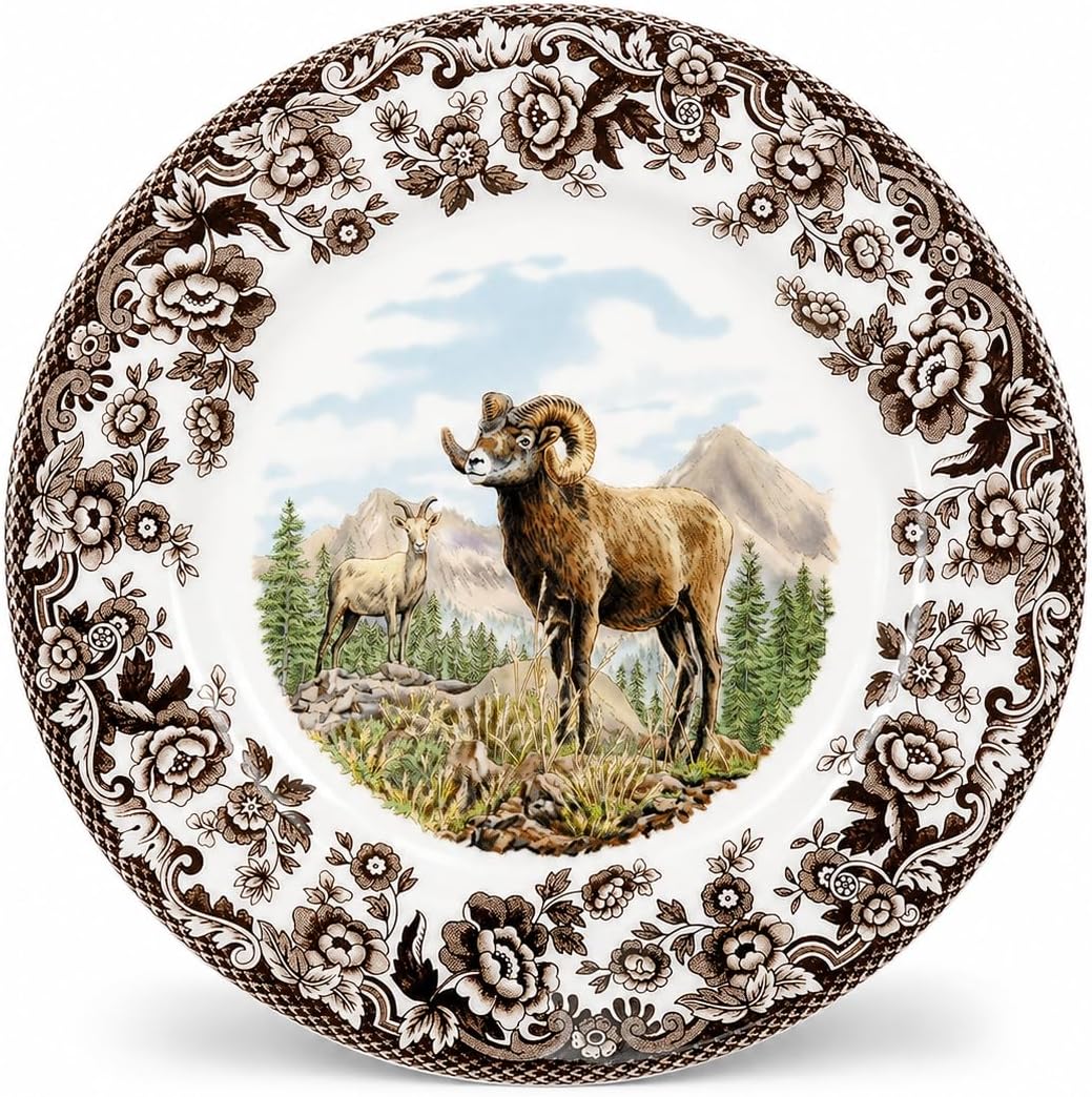 Spode Woodland Hunting Dogs Flat Coated Pointer Salad Plate