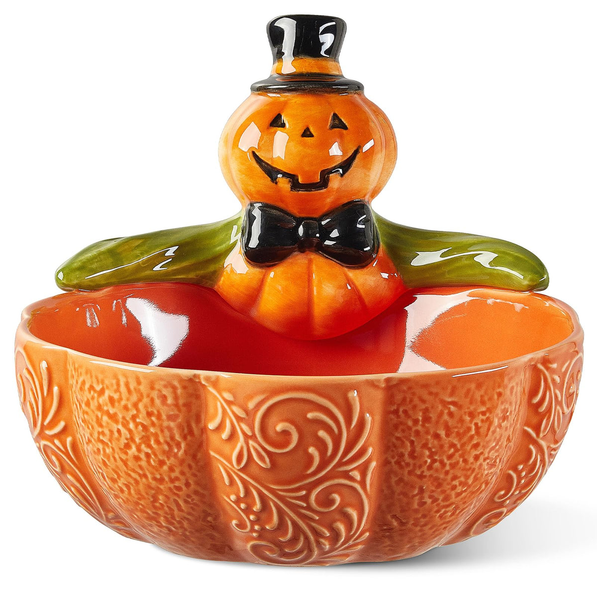 Metahom 8 Inch Halloween Candy Dish, Ceramic Pumpkin Candy Bowl, 28 Oz
