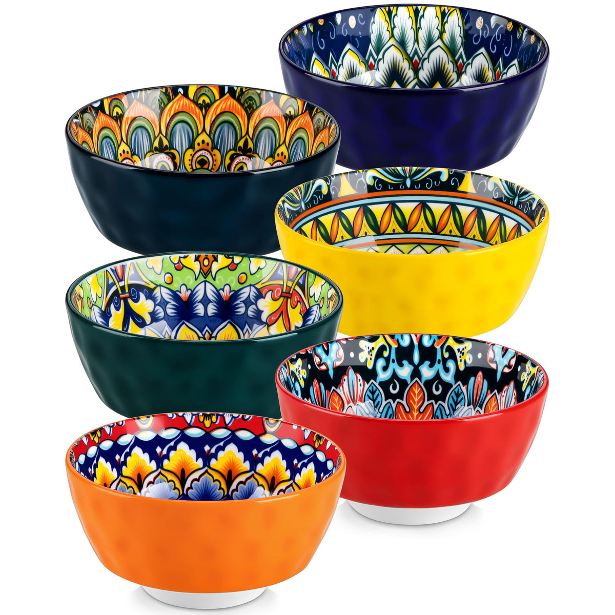vancasso 26 Oz Ceramic Cereal Bowls Set of 6, Bohemian Soup Salad Bowls
