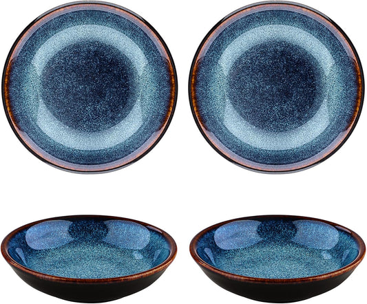 4 Inch Ceramic Dipping Sauce Dish Set - 4 Pcs Small Condiment Bowls for Dipping Bowls
