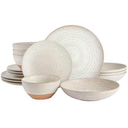 Gibson Elite Tribeca Loft 16-Piece Dinnerware Set – Matte Black and Blue Reactive Glaze Stoneware, Double Bowl Round Plates and Bowls – Modern Rustic Dinnerware for 4, Dishwasher & Microwave Safe