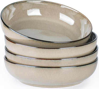 GBhome 8.75'' Large Ceramic Pasta Bowls, 38oz Stoneware Pasta Serving Bowls Set of 4 for Kitchen, Wide Bowls for Fruit,Pasta,Salad,Oatmeal,Meal, Microwave Safe, Reactive Glaze