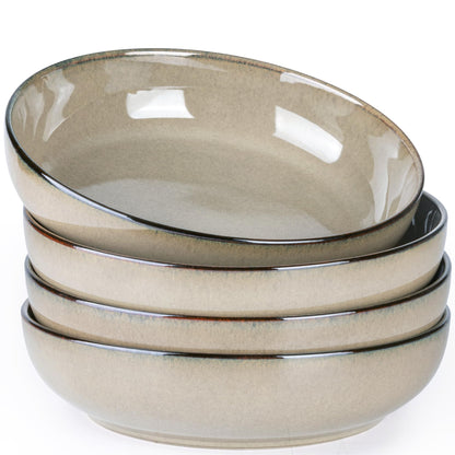 GBhome 8.75'' Large Ceramic Pasta Bowls, 38oz Stoneware Pasta Serving Bowls Set of 4 for Kitchen, Wide Bowls for Fruit,Pasta,Salad,Oatmeal,Meal, Microwave Safe, Reactive Glaze