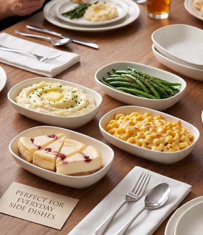 Mini Oval Serving Dishes, Ceramic Side Dish Bowls, Small Appetizer Plates for Vegetables, Sushi, Desserts, Snacks and Dip