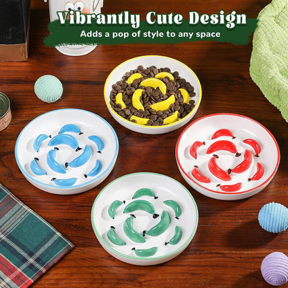 Ceramic Slow Feeder Cat Bowl, 6.3'' Wide Whisker Friendly Cat Puzzle Feeder