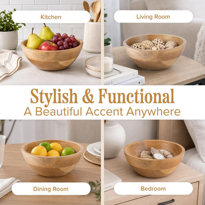 Classic Cuisine Mango Wood Bowl, Decorative Serving Dish, 7.75”x7.75”x3”