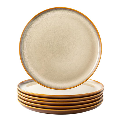 LERATIO Ceramic Dinner Plates Set of 6,10.5 Inch Reactive Glaze Plate Sets