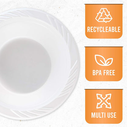 100 Count Disposable 12 ounce White Plastic Soup Bowls