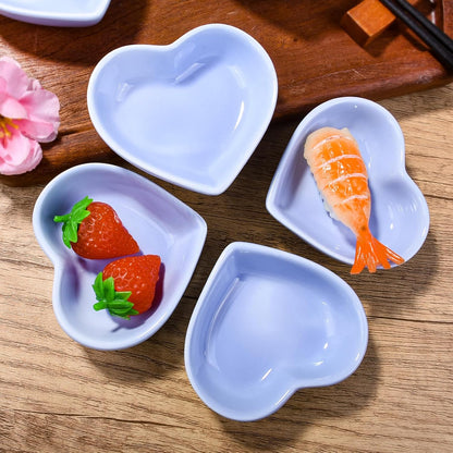 Ceramic Dipping Bowl Set of 6, 3.1'' Blue Heart‑Shaped Small Sauce Dishes