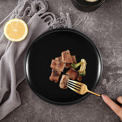 Dinner Plates 8 Inch, Matte Black Ceramic, Set of 3