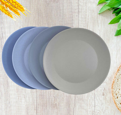 Wheat Straw Plate set 8, 10inch Reusable Plastic Plates Grey Stone