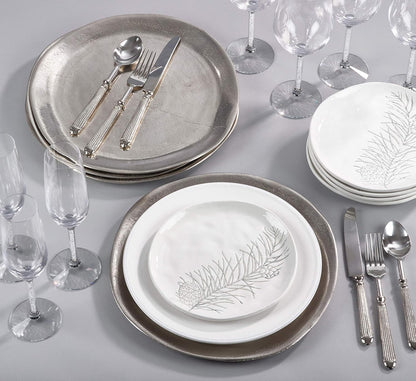 SARO LIFESTYLE Aluminum Organic Charger (Set of 4), 13"x13", Silver