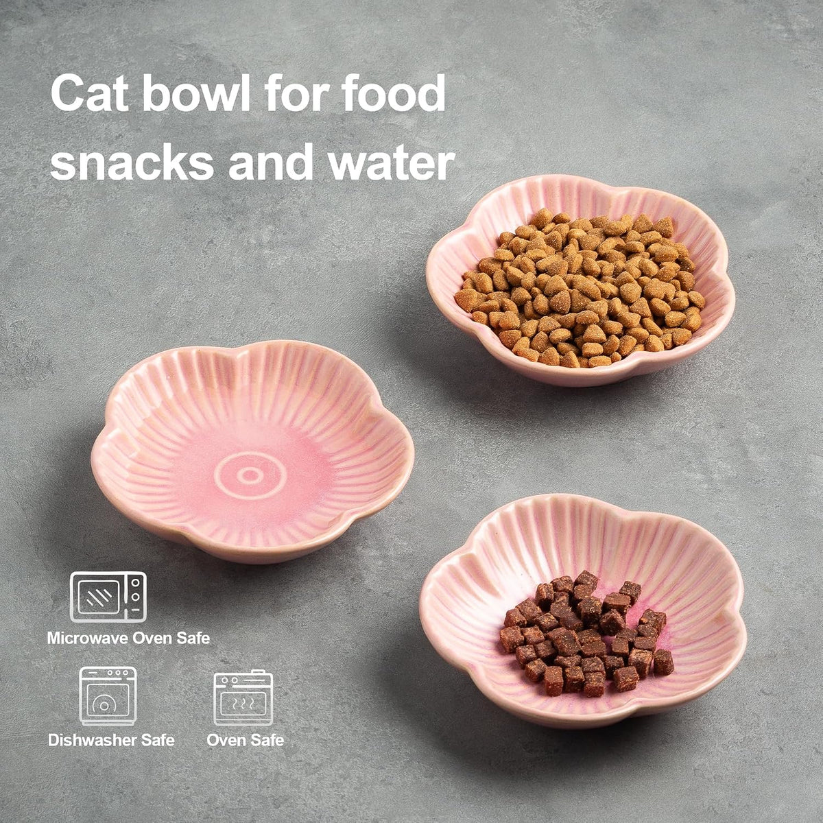 Mecaikru Ceramic Cat Food Bowls, Whisker Friendly Shallow Plates Set of 3