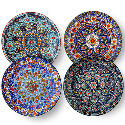 glowworm Dinner Plates, 10.5 Inch Ceramic Plates Set of 6, Bohemian