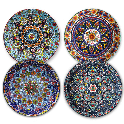 glowworm Dinner Plates, 10.5 Inch Ceramic Plates Set of 6, Bohemian