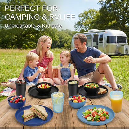 42 Piece Dinnerware Set for 6, Unbreakable Plates and Bowls Sets