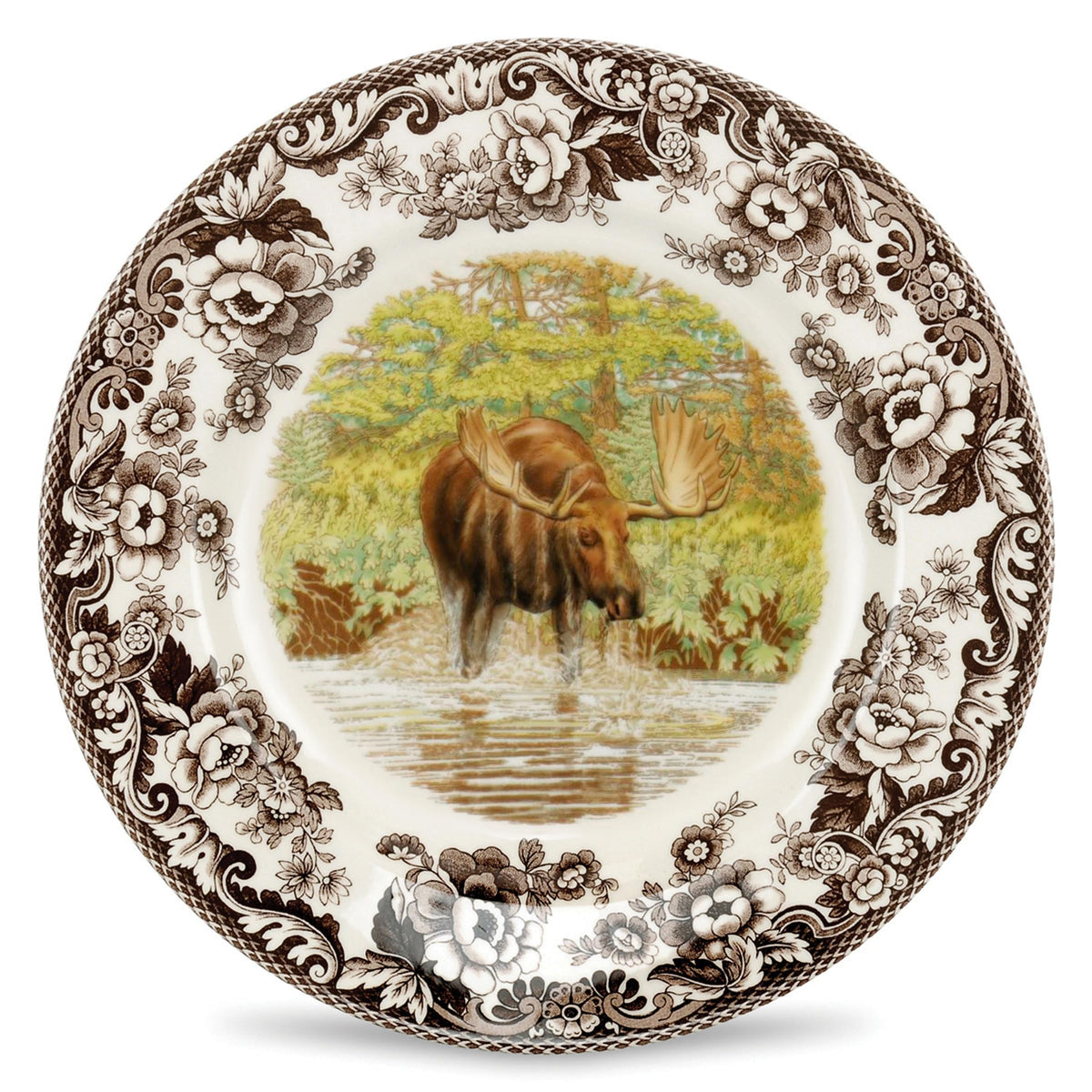 Spode Woodland Hunting Dogs Flat Coated Pointer Salad Plate