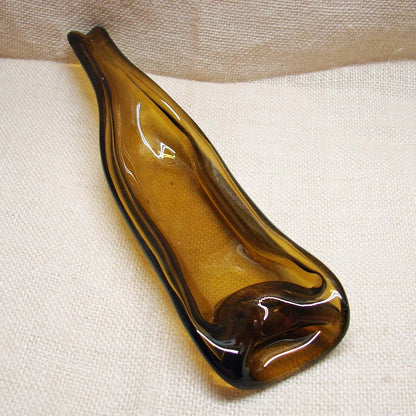 UpCycled Yellow Wine Bottle Shallow Snack Serving Dish Bowl