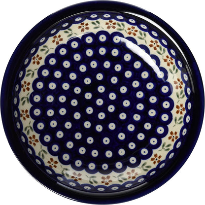 Polmedia Polish Pottery Pasta Bowl 9-inch UNIKAT - Country Rooster Pattern Handmade in Boleslawiec Poland + Certificate of Authenticity