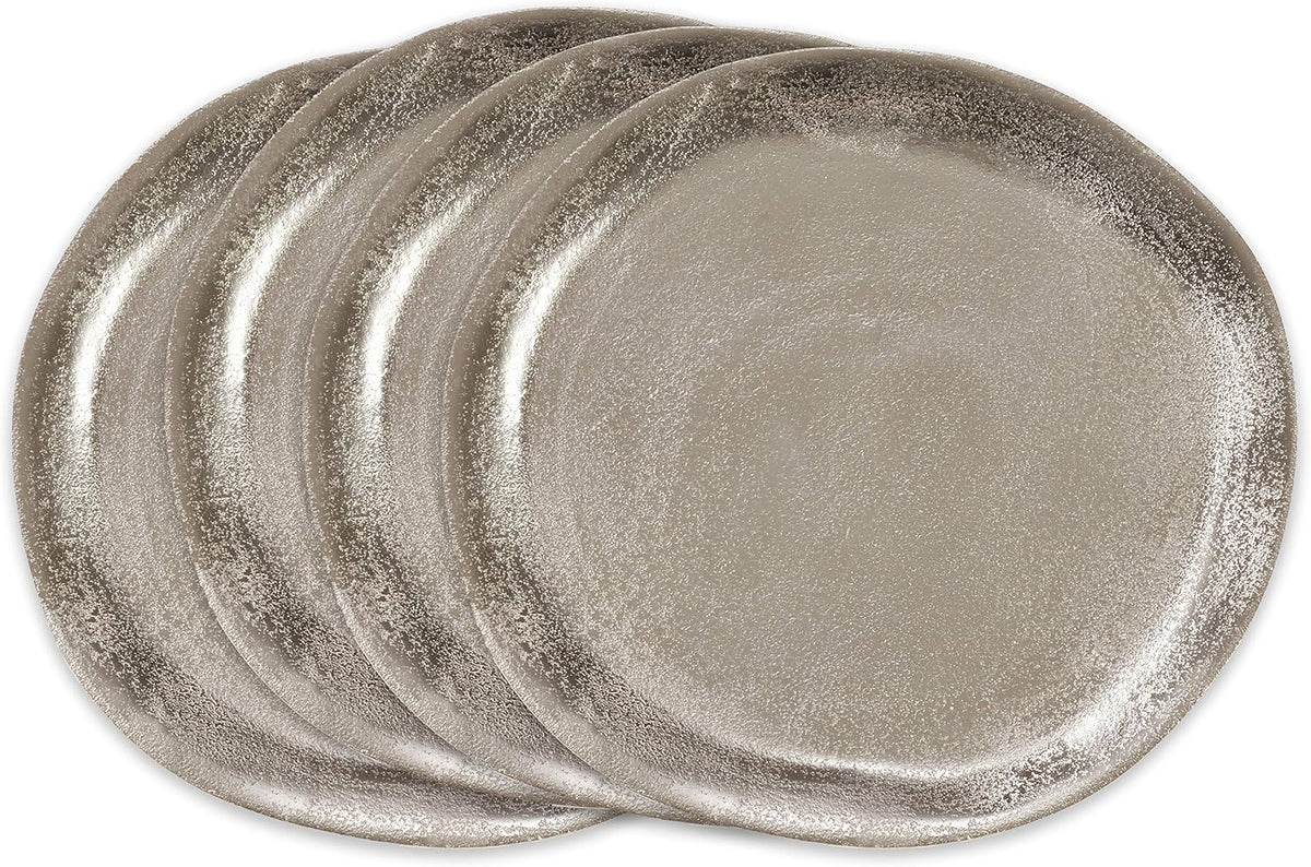 SARO LIFESTYLE Aluminum Organic Charger (Set of 4), 13"x13", Silver